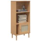 vidaXL Βιβλιοθήκη SENJA Καφέ/Όψη Ρατάν 60x35x130 εκ Μασίφ Ξύλο Πεύκου