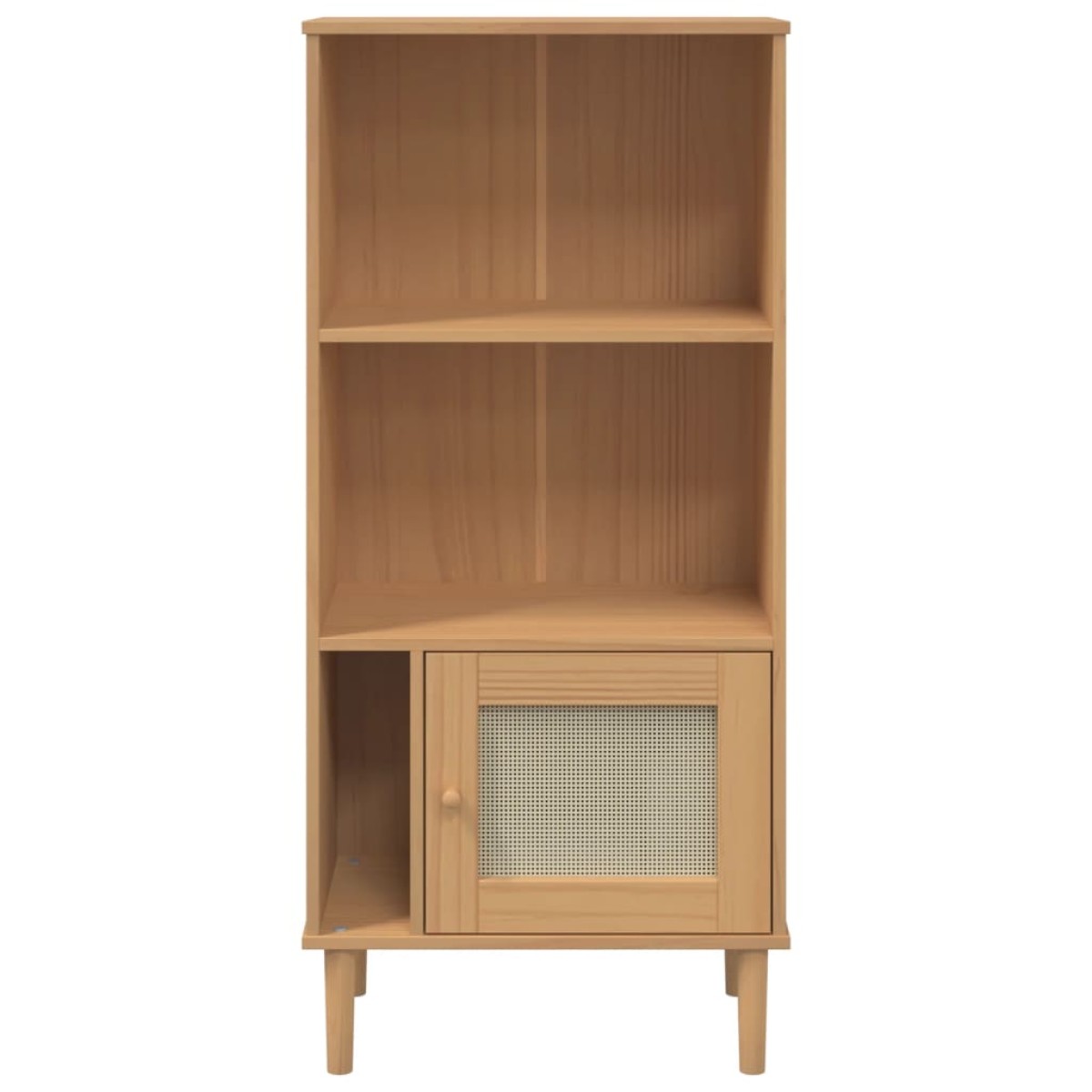 vidaXL Βιβλιοθήκη SENJA Καφέ/Όψη Ρατάν 60x35x130 εκ Μασίφ Ξύλο Πεύκου