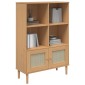 vidaXL Βιβλιοθήκη SENJA Καφέ/Όψη Ρατάν 90x35x130 εκ Μασίφ Ξύλο Πεύκου