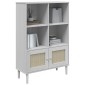 vidaXL Βιβλιοθήκη SENJA Λευκή/Όψη Ρατάν 90x35x130 εκ Μασίφ Ξύλο Πεύκου