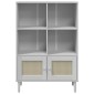 vidaXL Βιβλιοθήκη SENJA Λευκή/Όψη Ρατάν 90x35x130 εκ Μασίφ Ξύλο Πεύκου