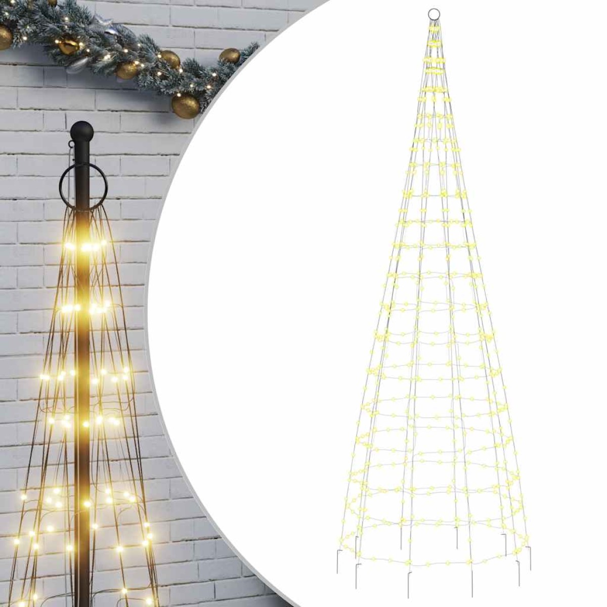 vidaXL Χριστουγεν. Δέντρο για Ιστό Σημαίας 550 LED Θερμό Λευκό 300 εκ.