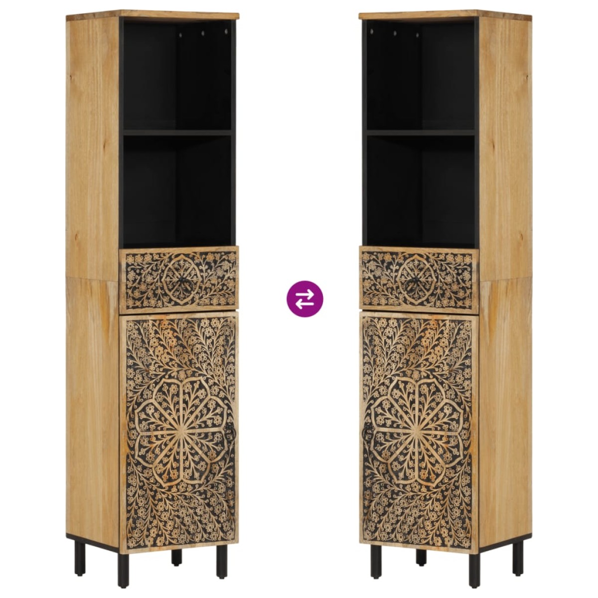 vidaXL Ντουλάπι Μπάνιου 38 x 33 x 160 εκ. από Μασίφ Ξύλο Μάνγκο