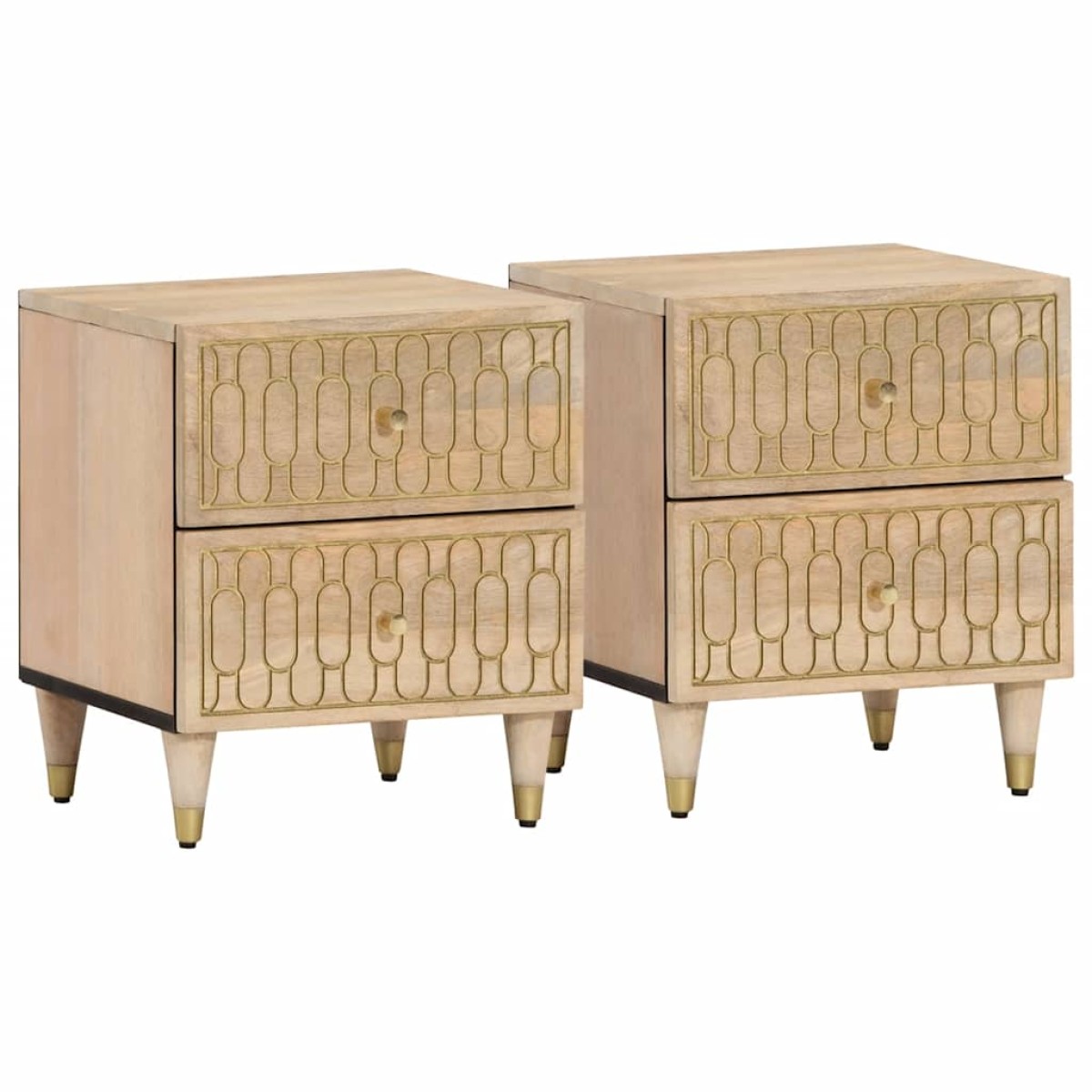 vidaXL Κομοδίνα 2 τεμ. 40 x 33 x 46 εκ. από Μασίφ Ξύλο Μάνγκο