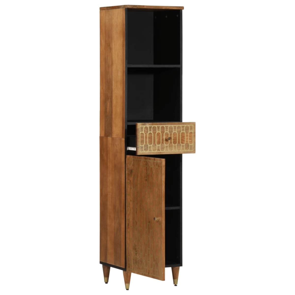 vidaXL Ντουλάπι Μπάνιου 38 x 33 x 160 εκ. από Μασίφ Ξύλο Μάνγκο