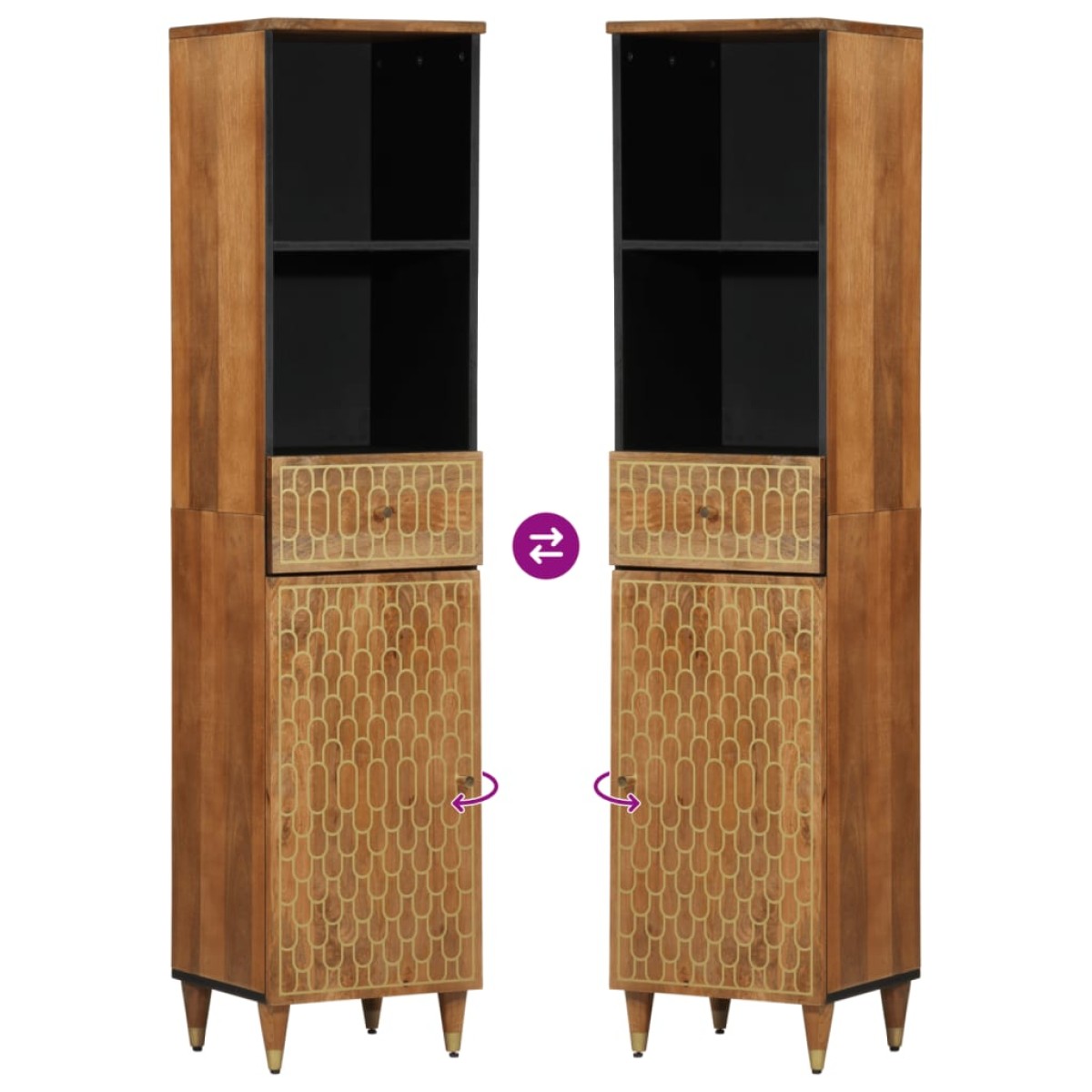 vidaXL Ντουλάπι Μπάνιου 38 x 33 x 160 εκ. από Μασίφ Ξύλο Μάνγκο