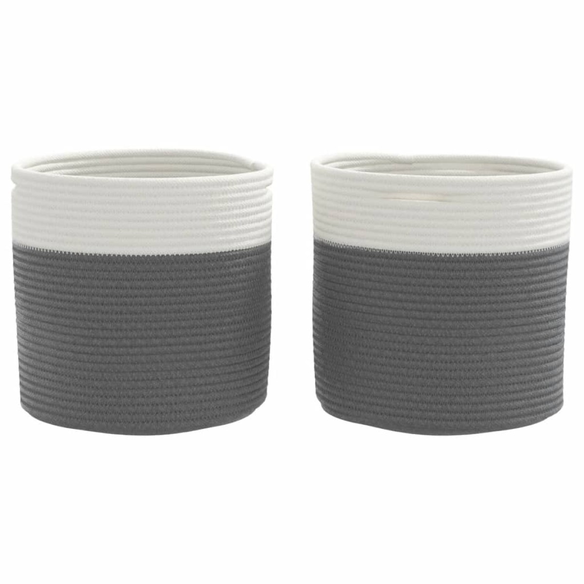 vidaXL Καλάθια Αποθήκευσης 2 τεμ. Γκρι/Λευκό Ø28 x 28 εκ. Βαμβακερά