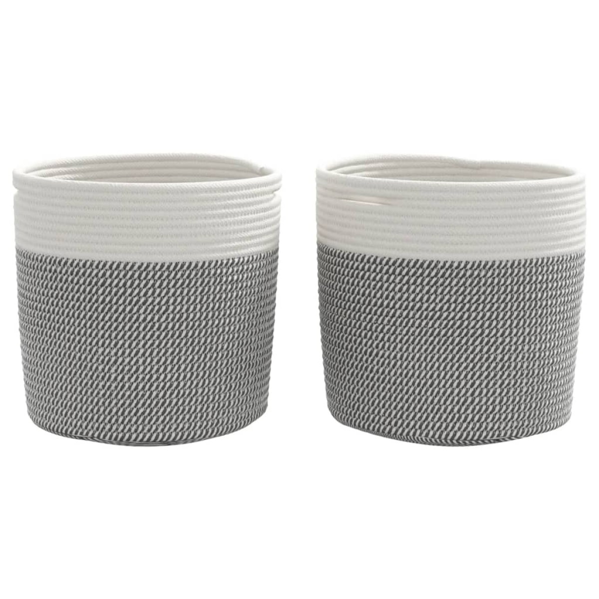 vidaXL Καλάθια Αποθήκευσης 2 τεμ. Γκρι/Λευκό Ø28 x 28 εκ. Βαμβακερά
