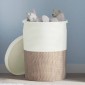 vidaXL Καλάθι Αποθήκευσης με Καπάκι Καφέ/Λευκό Ø37x50 εκ. Βαμβακερό