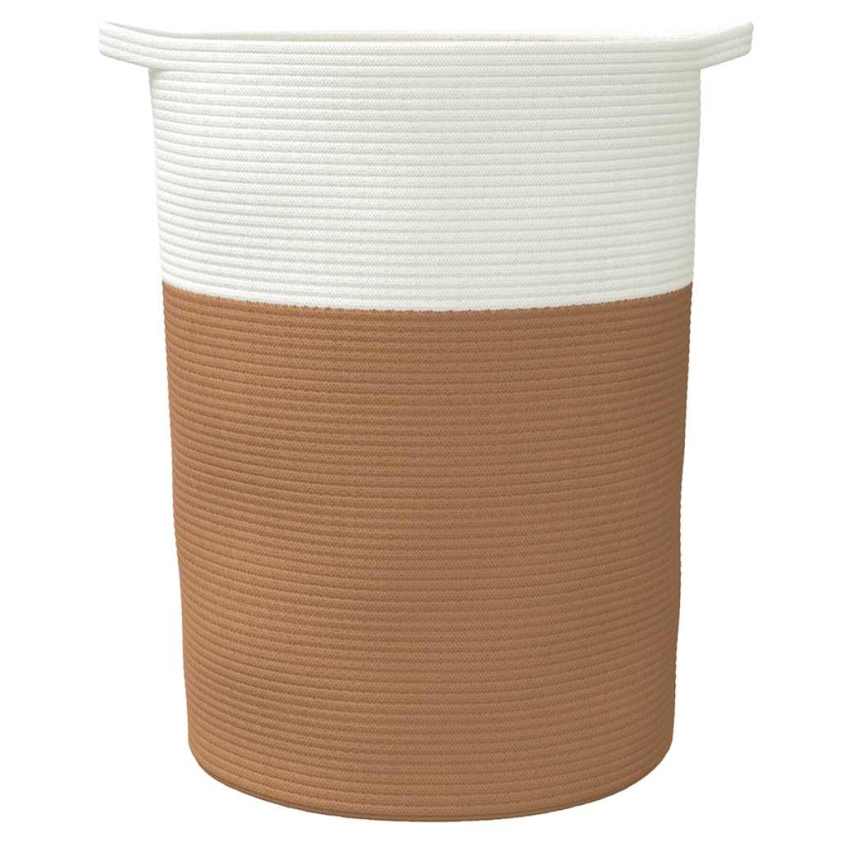vidaXL Καλάθι Αποθήκευσης Καφέ και Λευκό Ø49x65 εκ. Βαμβακερό