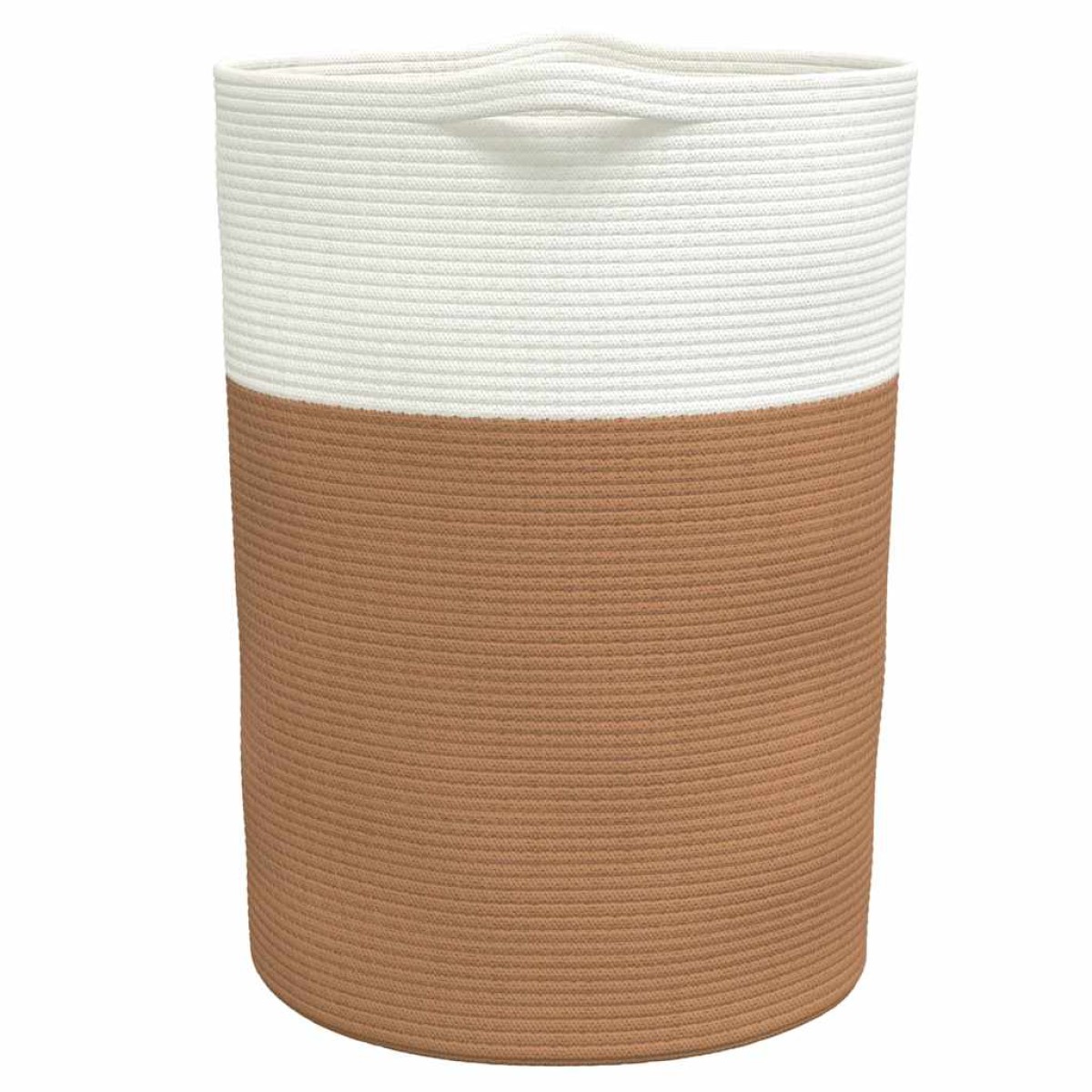 vidaXL Καλάθι Αποθήκευσης Καφέ και Λευκό Ø49x65 εκ. Βαμβακερό