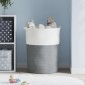 vidaXL Καλάθι Αποθήκευσης Γκρι και Λευκό Ø49x65 εκ. Βαμβακερό