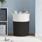 vidaXL Καλάθι Αποθήκευσης Μαύρο και Λευκό Ø49x65 εκ. Βαμβακερό