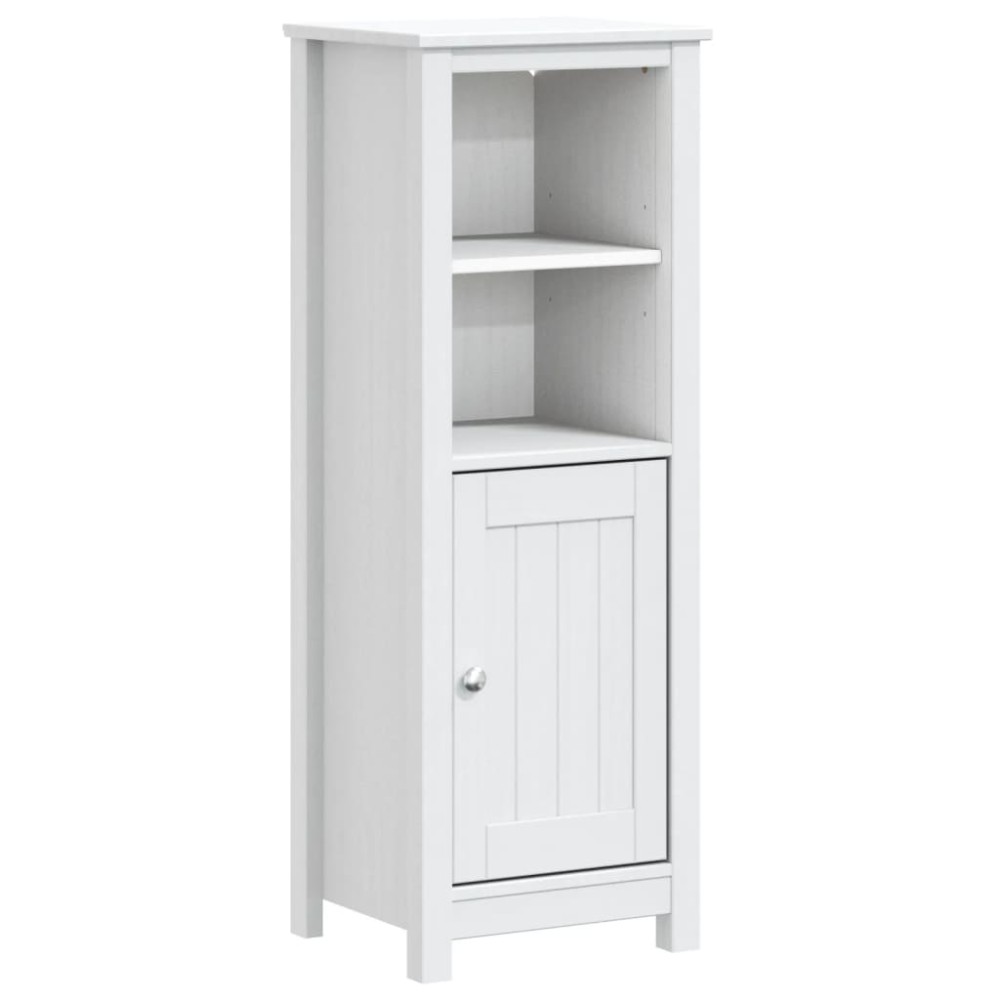 vidaXL Ντουλάπι Μπάνιου BERG Λευκό 40 x 34 x 110 εκ. Μασίφ Ξύλο Πεύκου