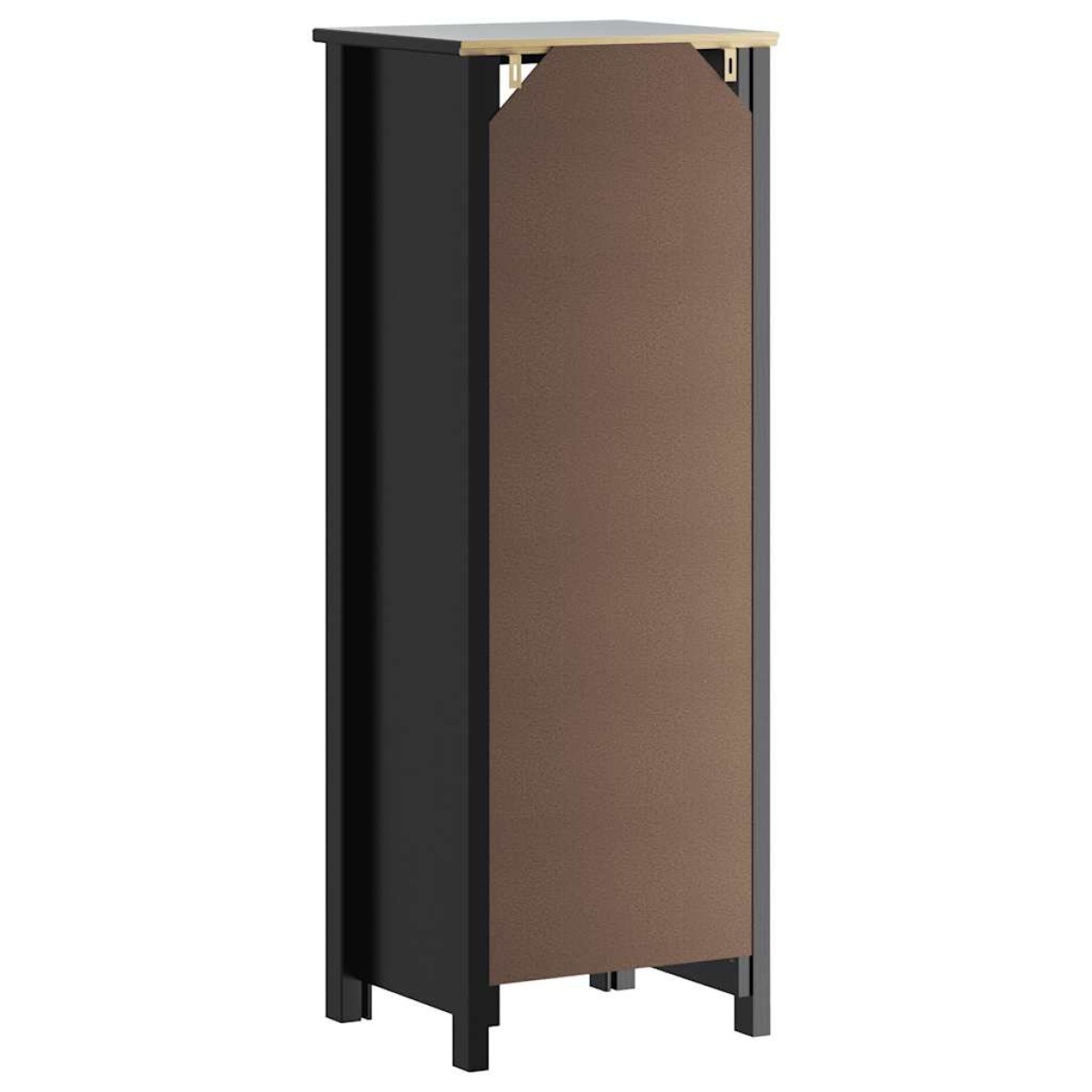 vidaXL Ντουλάπι Μπάνιου BERG Μαύρο 40 x 34 x 110 εκ. Μασίφ Ξύλο Πεύκου