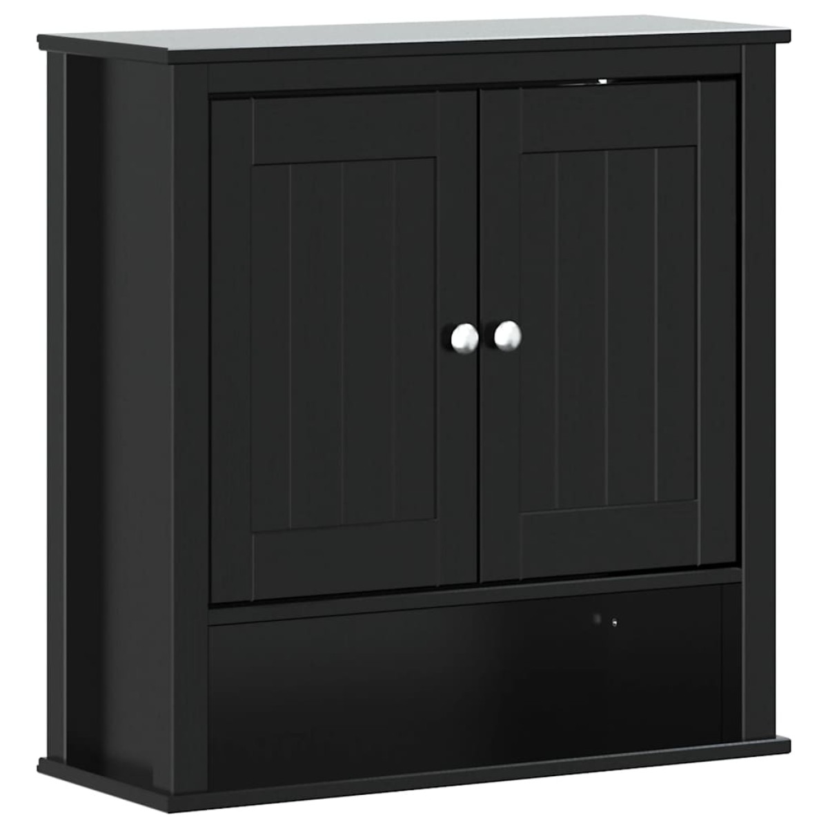 vidaXL Ντουλάπι Μπάνιου Επιτοίχιο BERG Μαύρο 69,5x27x71,5εκ Μασίφ Ξύλο