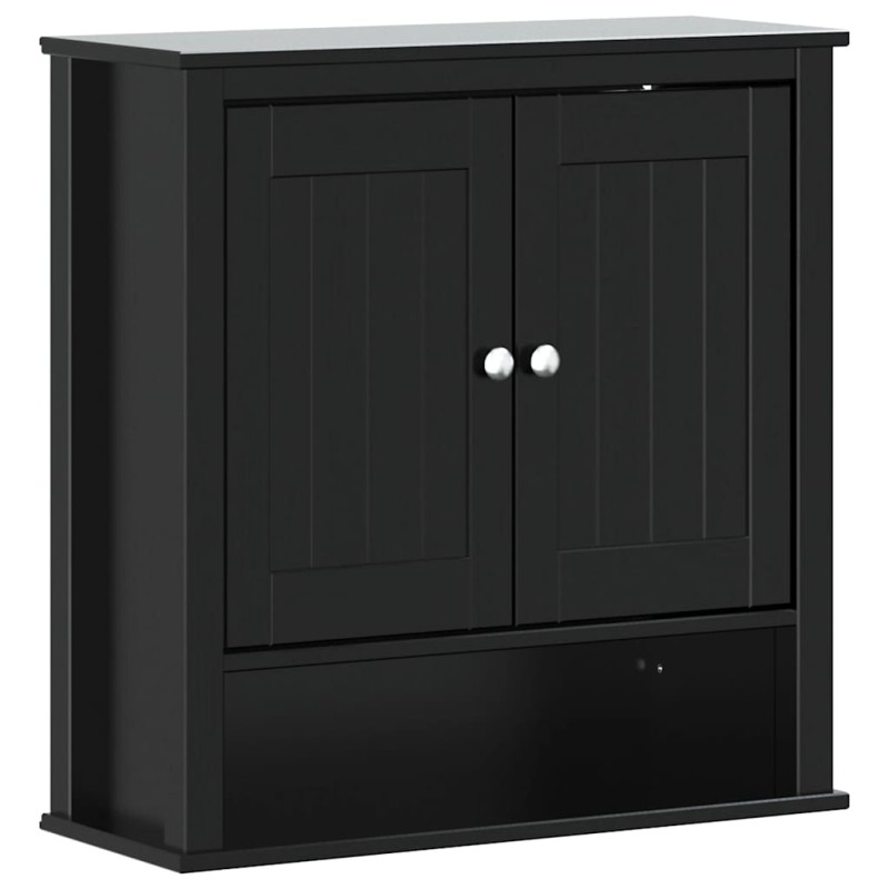 vidaXL Ντουλάπι Μπάνιου Επιτοίχιο BERG Μαύρο 69,5x27x71,5εκ Μασίφ Ξύλο