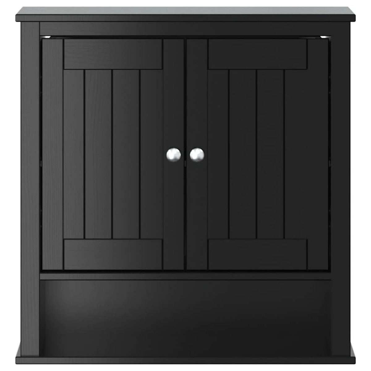 vidaXL Ντουλάπι Μπάνιου Επιτοίχιο BERG Μαύρο 69,5x27x71,5εκ Μασίφ Ξύλο