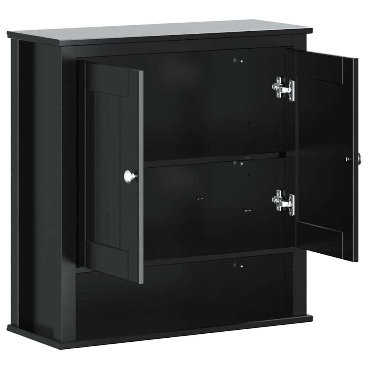 vidaXL Ντουλάπι Μπάνιου Επιτοίχιο BERG Μαύρο 69,5x27x71,5εκ Μασίφ Ξύλο
