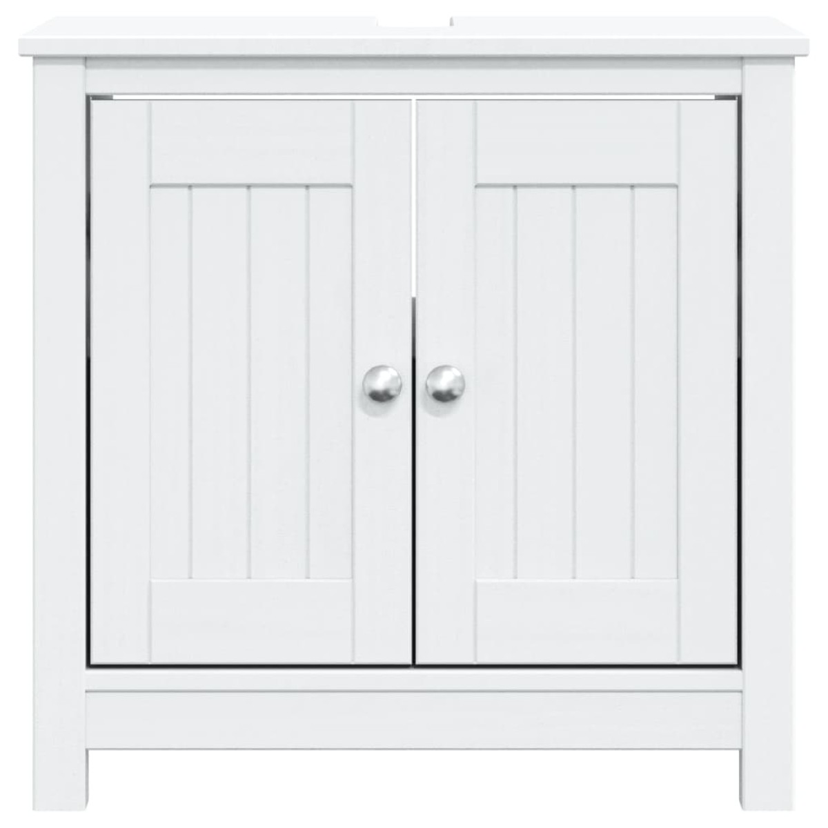 vidaXL Ντουλάπι Νιπτήρα BERG Λευκό 60 x 34 x 59 εκ. Μασίφ Ξύλο Πεύκου
