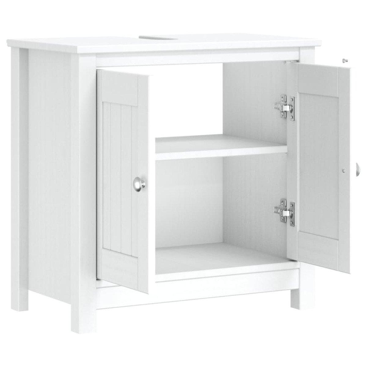 vidaXL Ντουλάπι Νιπτήρα BERG Λευκό 60 x 34 x 59 εκ. Μασίφ Ξύλο Πεύκου
