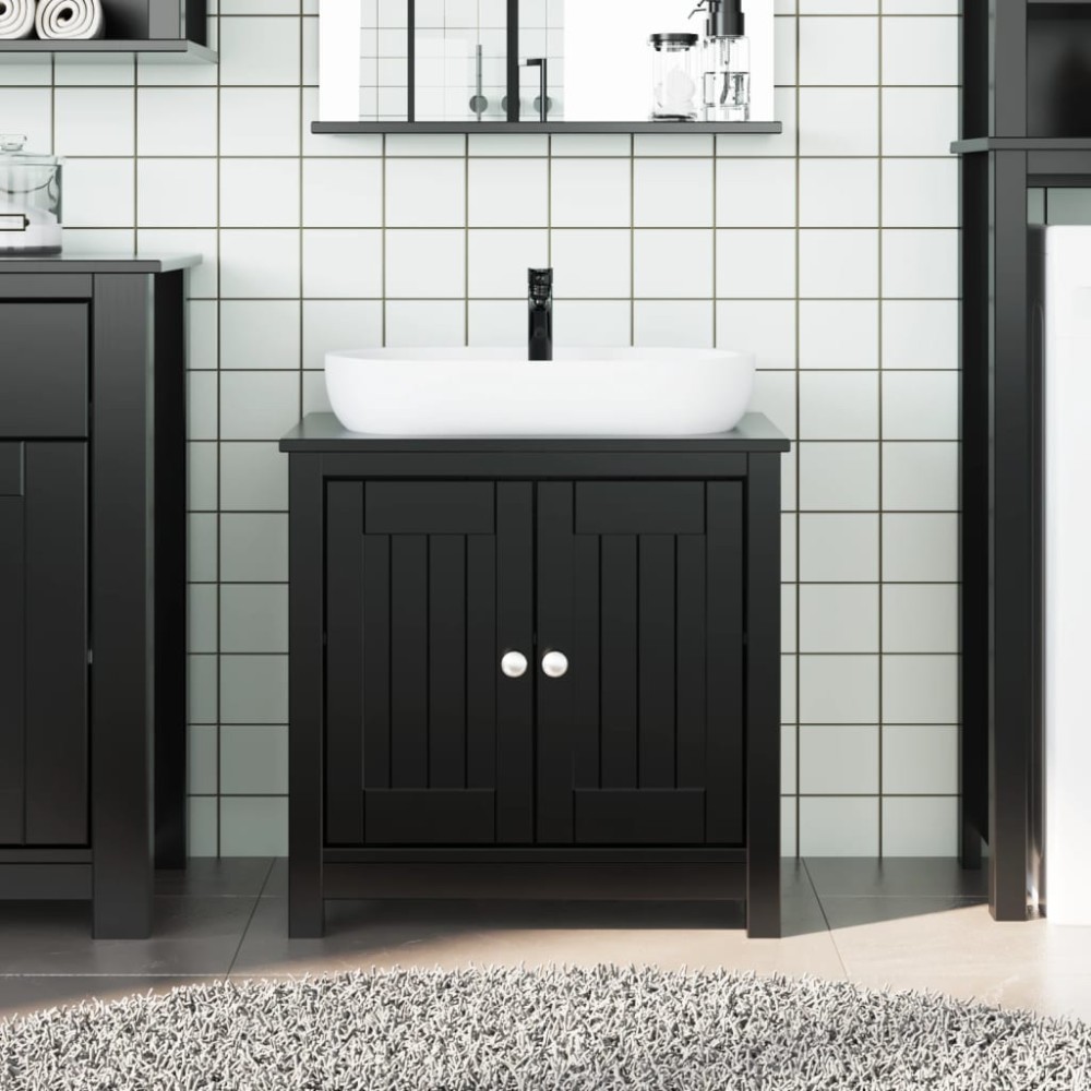 vidaXL Ντουλάπι Νιπτήρα BERG Μαύρο 60 x 34 x 59 εκ. Μασίφ Ξύλο Πεύκου
