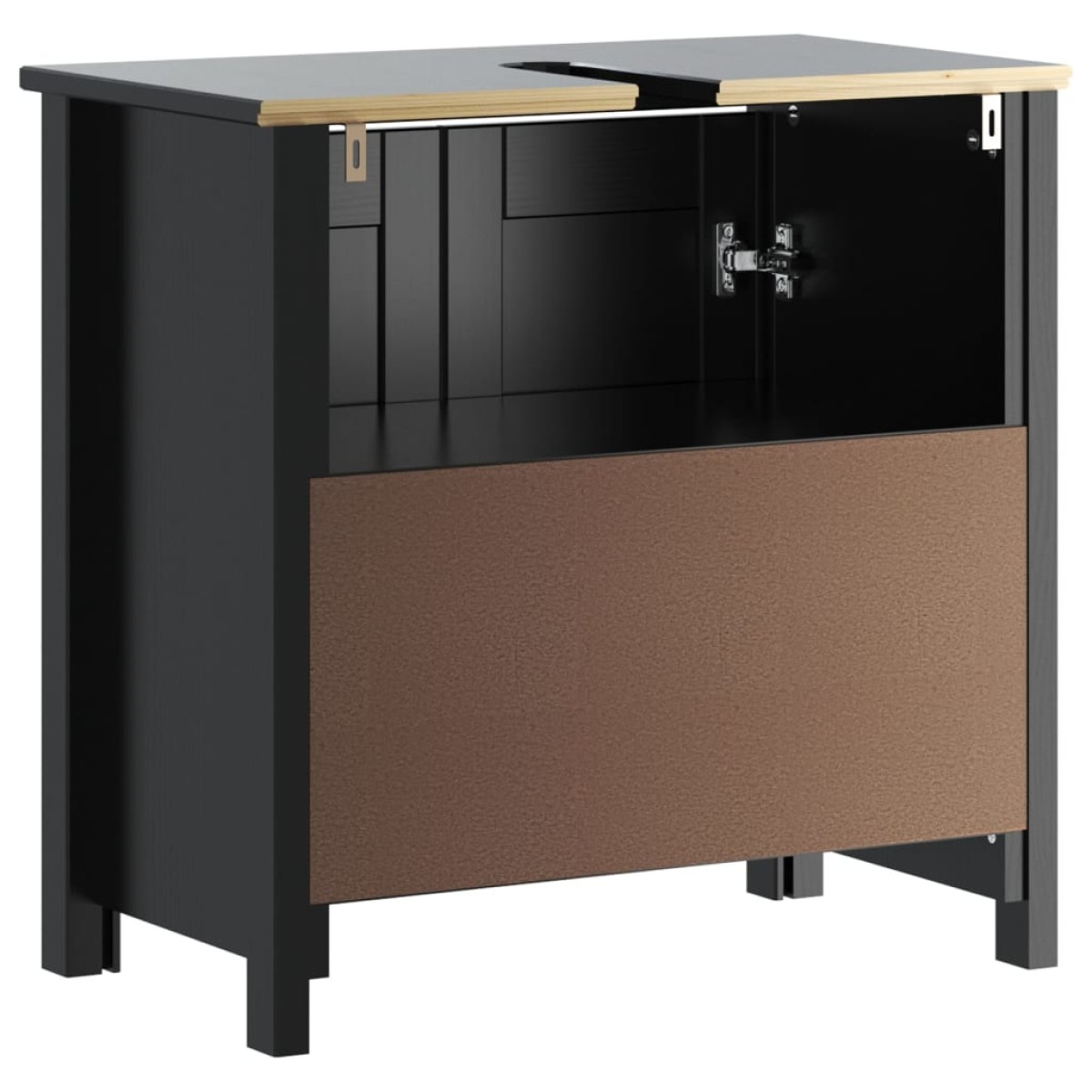 vidaXL Ντουλάπι Νιπτήρα BERG Μαύρο 60 x 34 x 59 εκ. Μασίφ Ξύλο Πεύκου