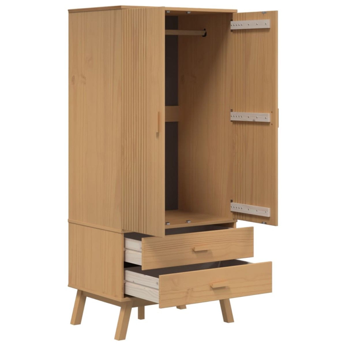 vidaXL Ντουλάπα OLDEN Καφέ 76,5 x 53 x 172 εκ. από Μασίφ Ξύλο Πεύκου
