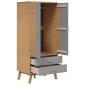 vidaXL Ντουλάπα OLDEN Γκρι & Καφέ 76,5x53x172 εκ. Μασίφ Ξύλο Πεύκου