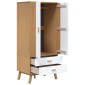 vidaXL Ντουλάπα OLDEN Λευκό & Καφέ 76,5x53x172 εκ. Μασίφ Ξύλο Πεύκου