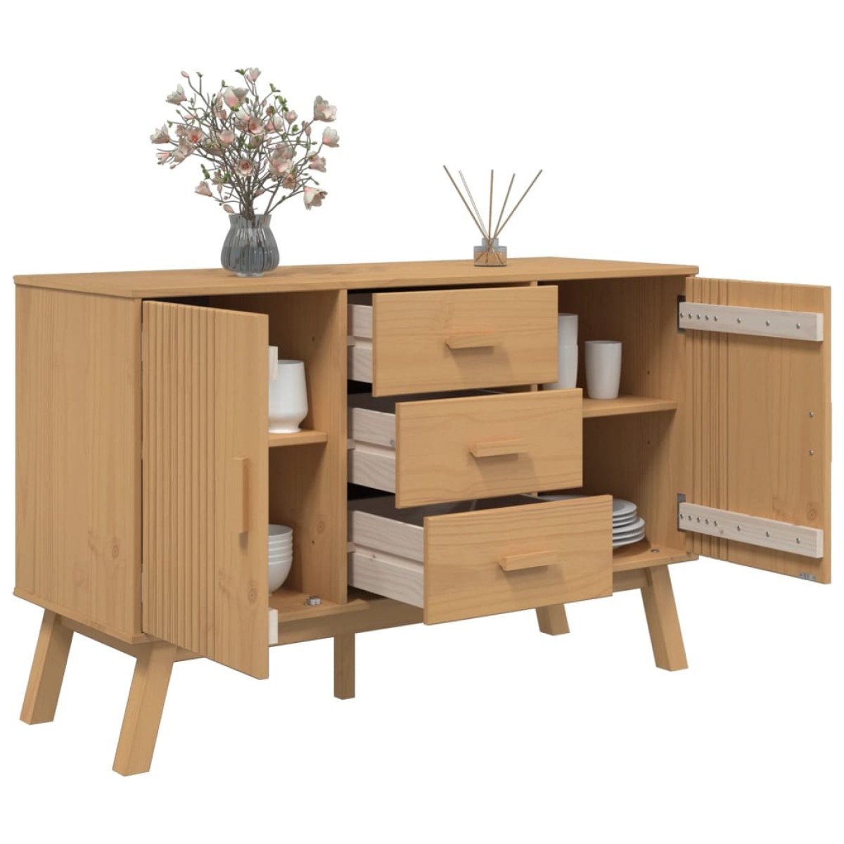 vidaXL Μπουφές OLDEN Καφέ 114 x 43 x 73,5 εκ. από Μασίφ Ξύλο Πεύκου