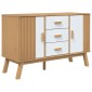 vidaXL Μπουφές OLDEN Λευκό & Καφέ 114x43x73,5 εκ. Μασίφ Ξύλο Πεύκου