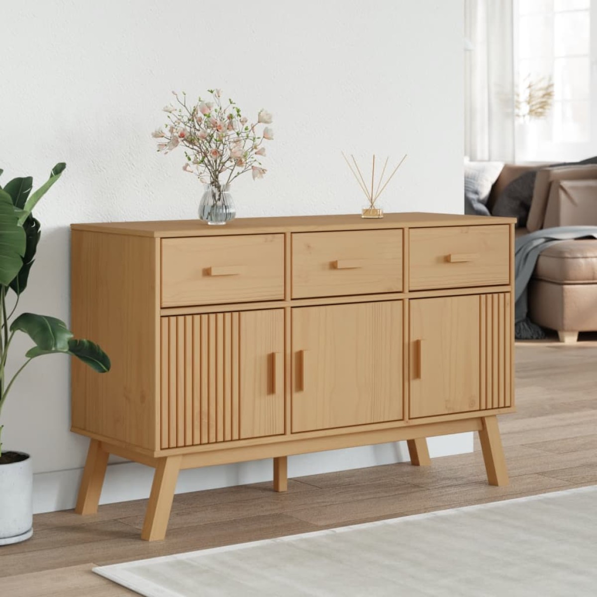 vidaXL Μπουφές OLDEN Καφέ 114 x 43 x 73,5 εκ. από Μασίφ Ξύλο Πεύκου