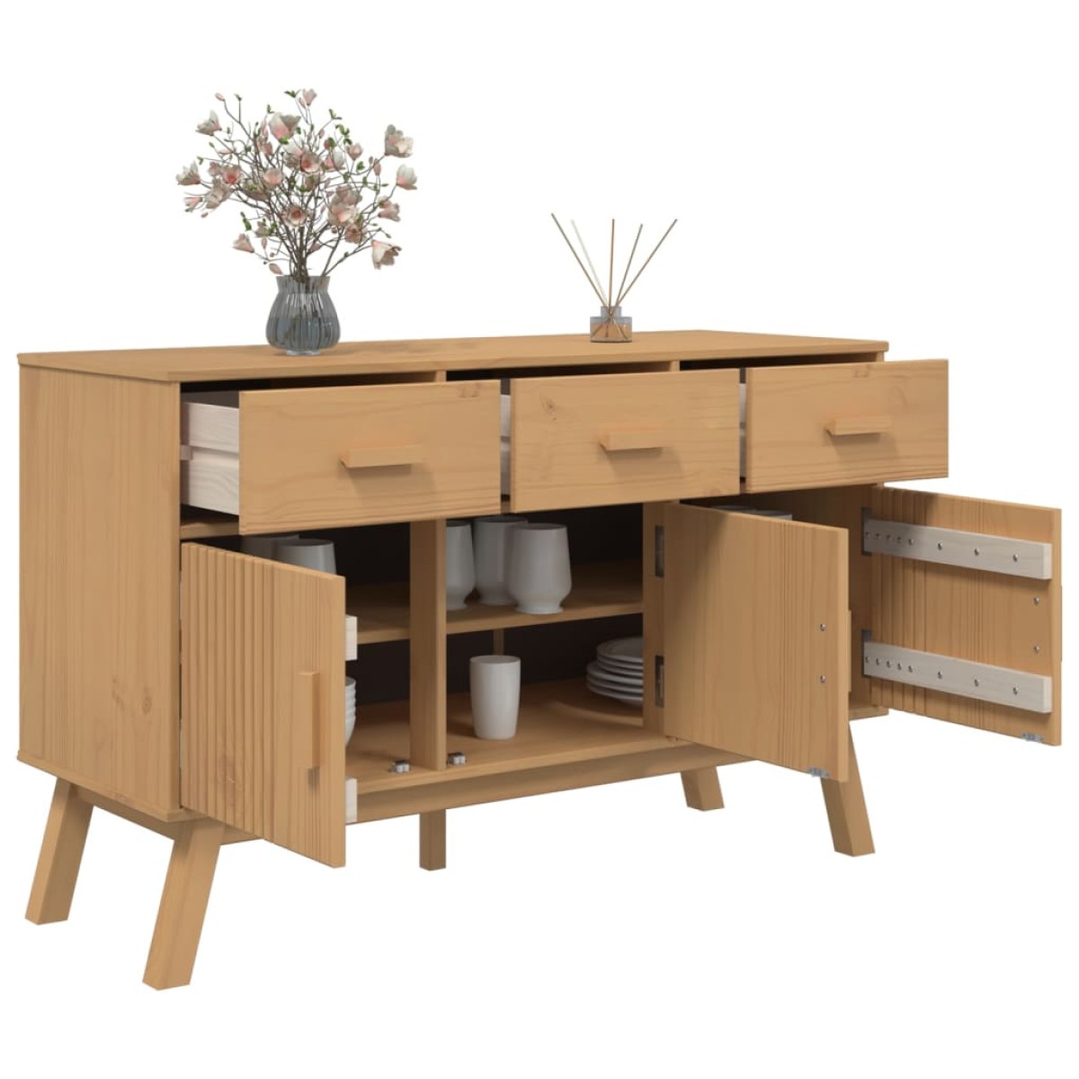 vidaXL Μπουφές OLDEN Καφέ 114 x 43 x 73,5 εκ. από Μασίφ Ξύλο Πεύκου