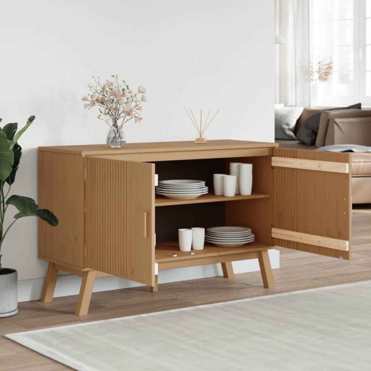 vidaXL Μπουφές OLDEN Καφέ 114 x 43 x 73,5 εκ. από Μασίφ Ξύλο Πεύκου