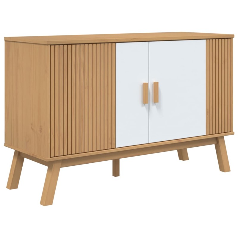 vidaXL Μπουφές OLDEN Λευκό & Καφέ 114x43x73,5 εκ. Μασίφ Ξύλο Πεύκου