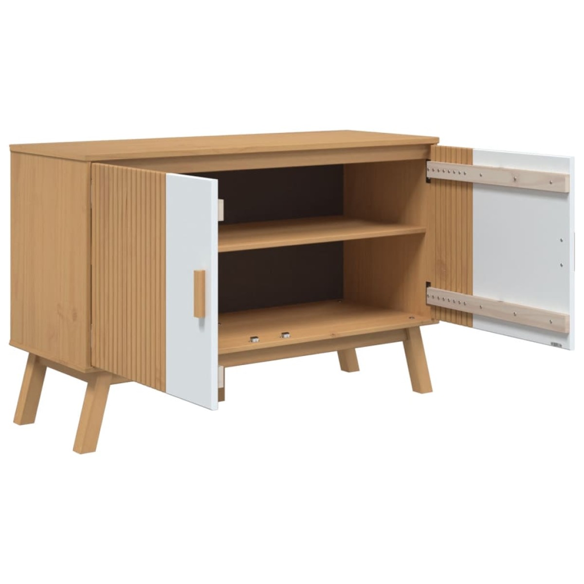 vidaXL Μπουφές OLDEN Λευκό & Καφέ 114x43x73,5 εκ. Μασίφ Ξύλο Πεύκου