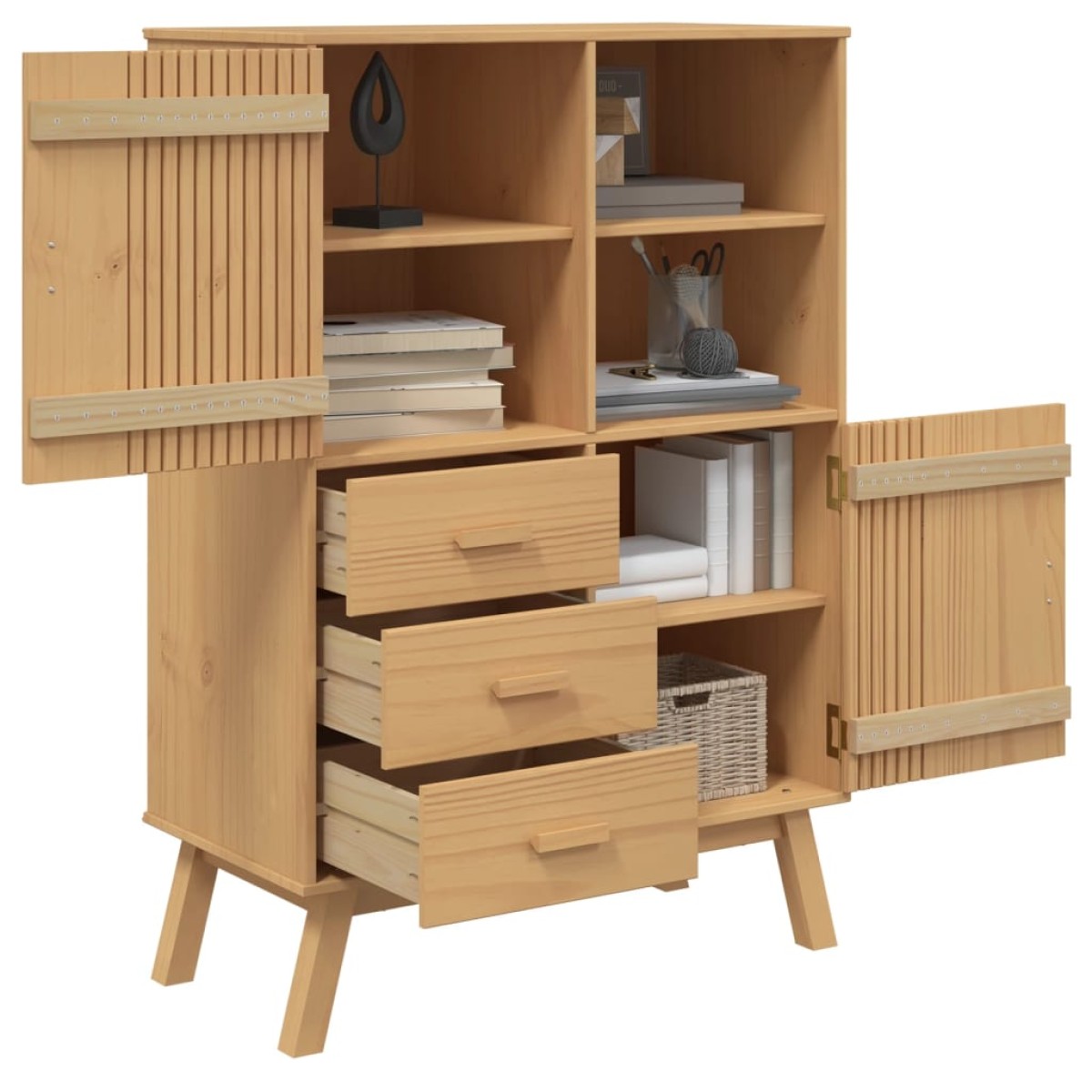 vidaXL Ντουλάπι OLDEN 85 x 43 x 125 εκ. από Μασίφ Ξύλο Πεύκου