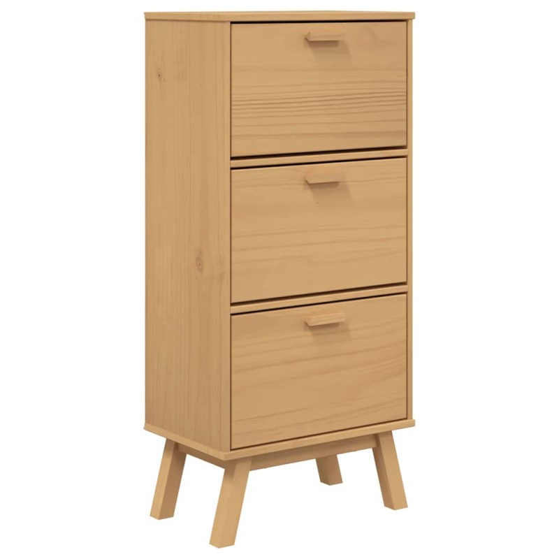 vidaXL Παπουτσοθήκη OLDEN Καφέ 55x35x120 εκ. από Μασίφ Ξύλο Πεύκου