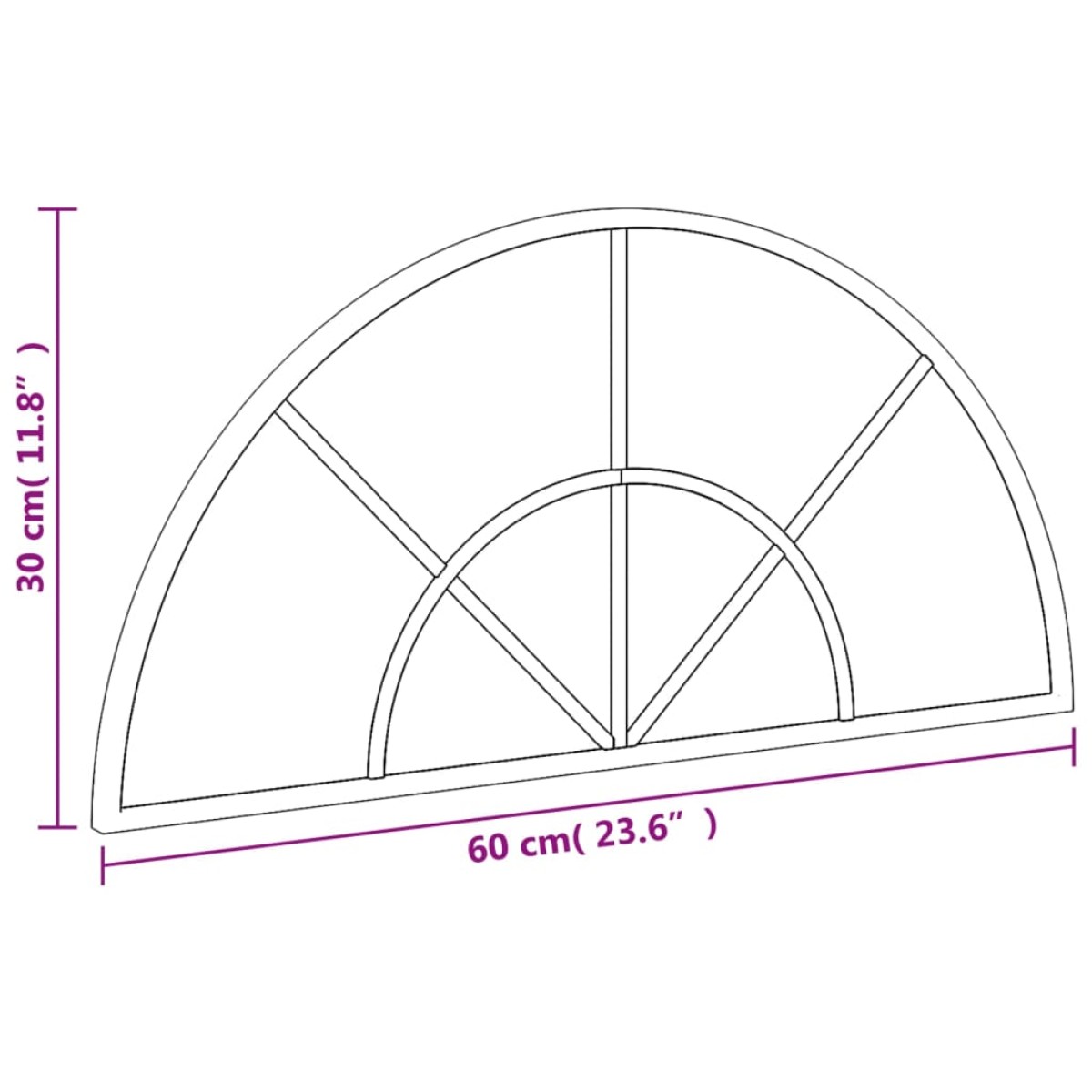 vidaXL Καθρέφτης Τοίχου Αψίδα Μαύρος 60x30 εκ. από Σίδερο