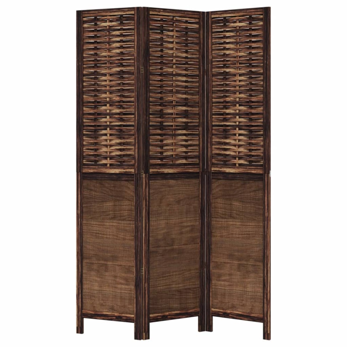 vidaXL Διαχωριστικό Χώρου με 3 Πάνελ Σκ. Καφέ από Μασίφ Ξύλο Παυλώνιας