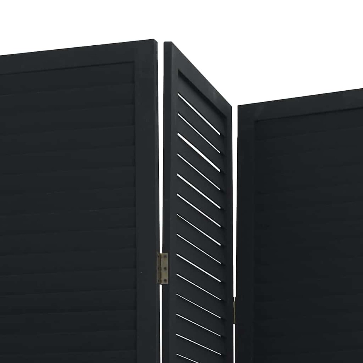 vidaXL Διαχωριστικό Χώρου με 4 Πάνελ Μαύρο από Μασίφ Ξύλο Παυλώνιας