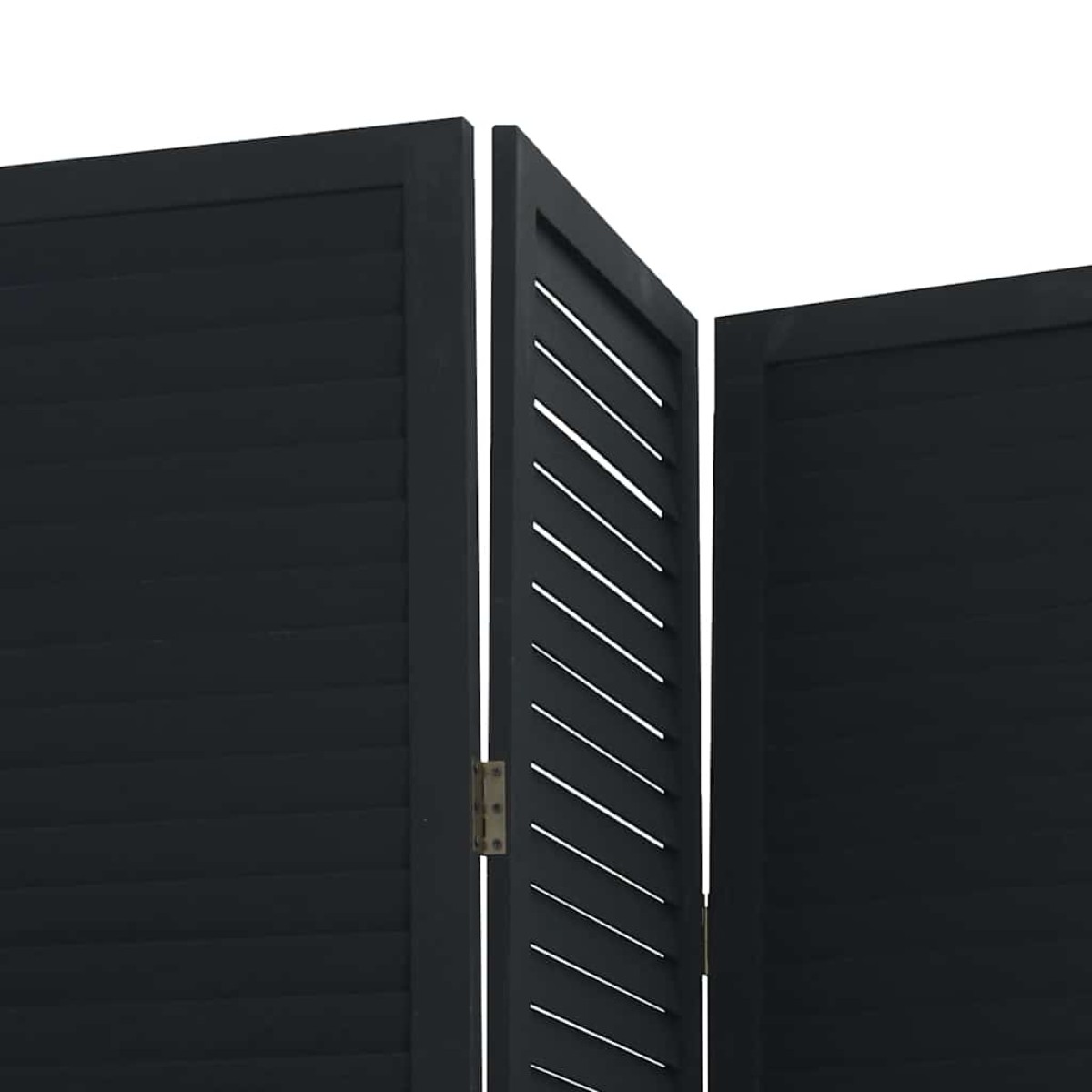 vidaXL Διαχωριστικό Χώρου με 4 Πάνελ Μαύρο από Μασίφ Ξύλο Παυλώνιας
