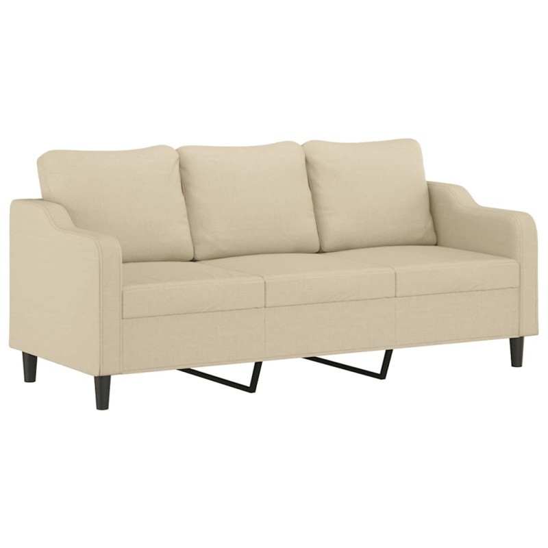 vidaXL Καναπές Τριθέσιος Κρεμ 180 εκ. Υφασμάτινος