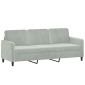 vidaXL Καναπές Τριθέσιος Ανοιχτό Γκρι 180 εκ. Βελούδινος