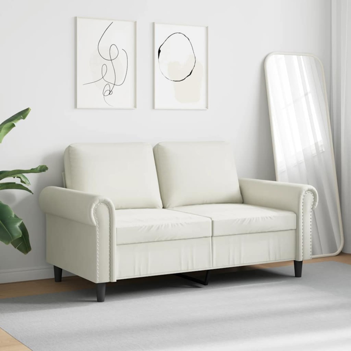 vidaXL Καναπές Διθέσιος Κρεμ 120 εκ. Βελούδινος