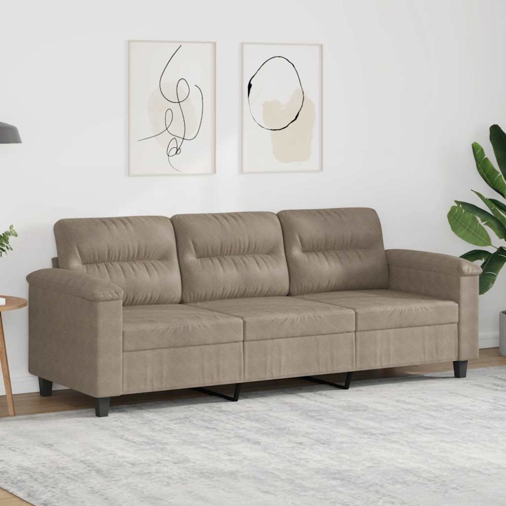 vidaXL Καναπές Τριθέσιος Taupe 180 εκ. Ύφασμα Μακροϊνών
