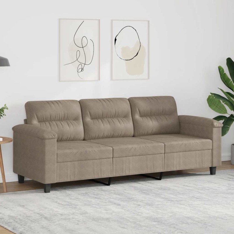vidaXL Καναπές Τριθέσιος Taupe 180 εκ. Ύφασμα Μακροϊνών