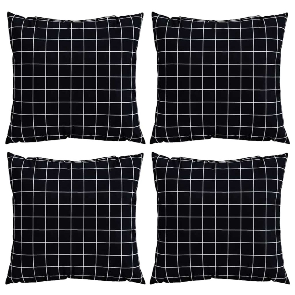 vidaXL Διασκορπισμένα Μαξιλάρια 4 pcs Ύφασμα Πολυεστέρα Μαύρη Καρώ