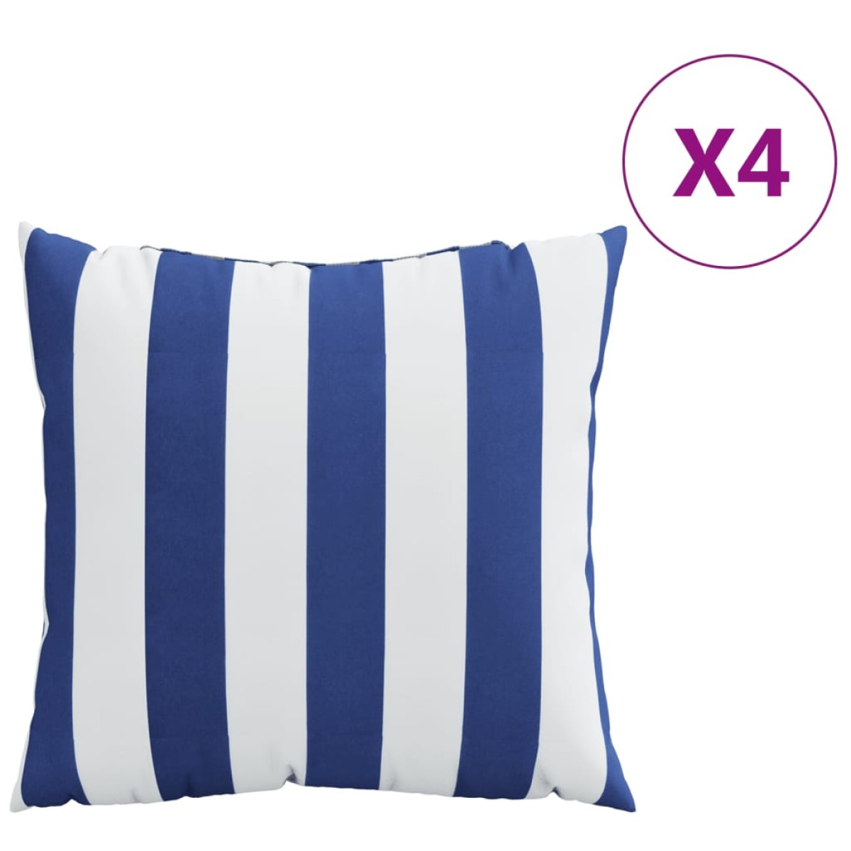 vidaXL Μαξιλάρια Διακοσμητικά 4 τεμ. Μπλε/Λευκά Ριγέ 60x60 εκ. Ύφασμα